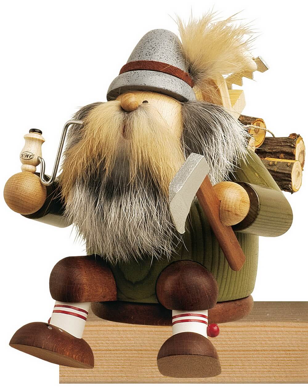 Smoking man edge stool woodcutter, 16 cm by KWO