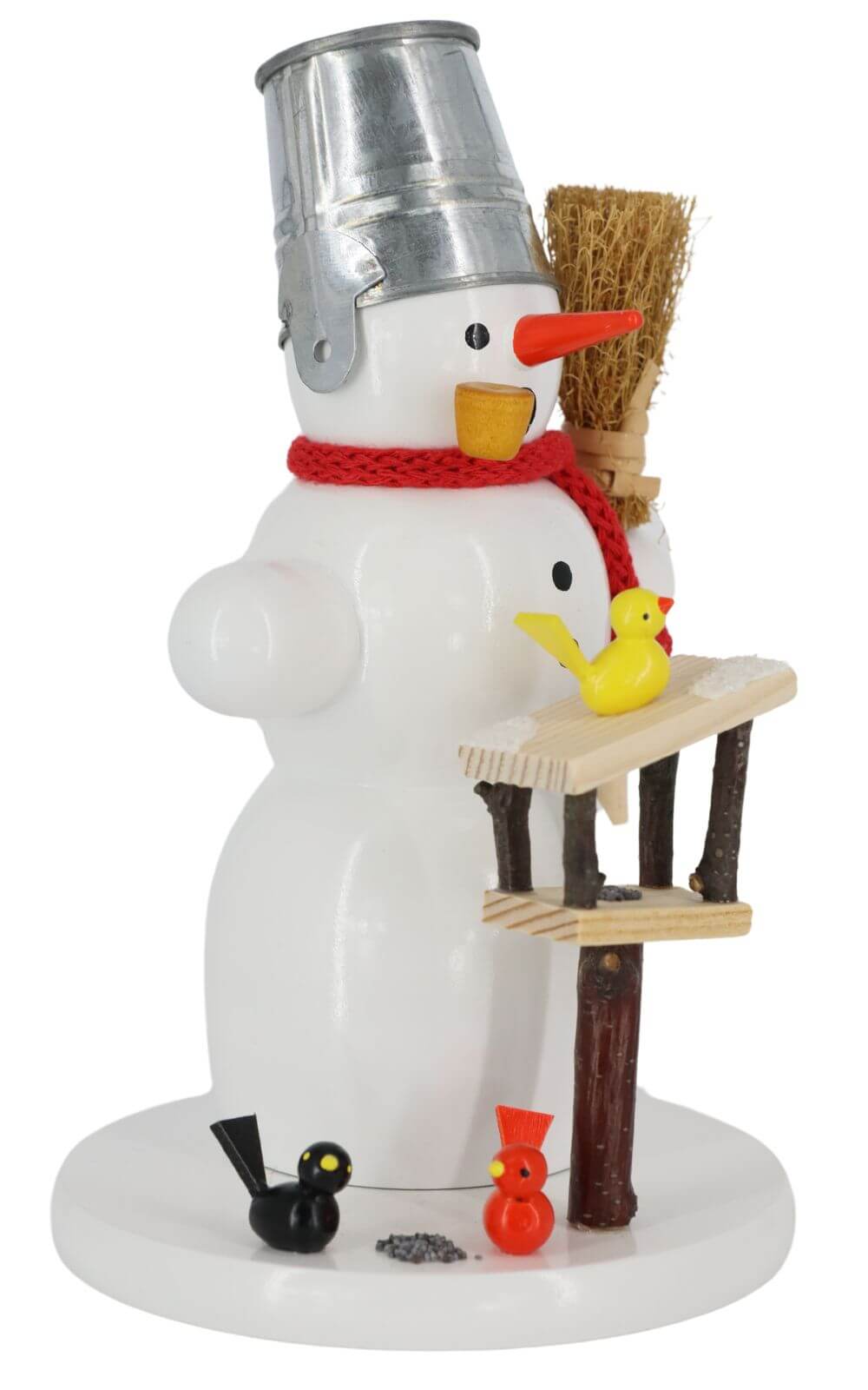 Smoking man snowman with birdhouse, colored, 18 cm by Ralf Zenker_2