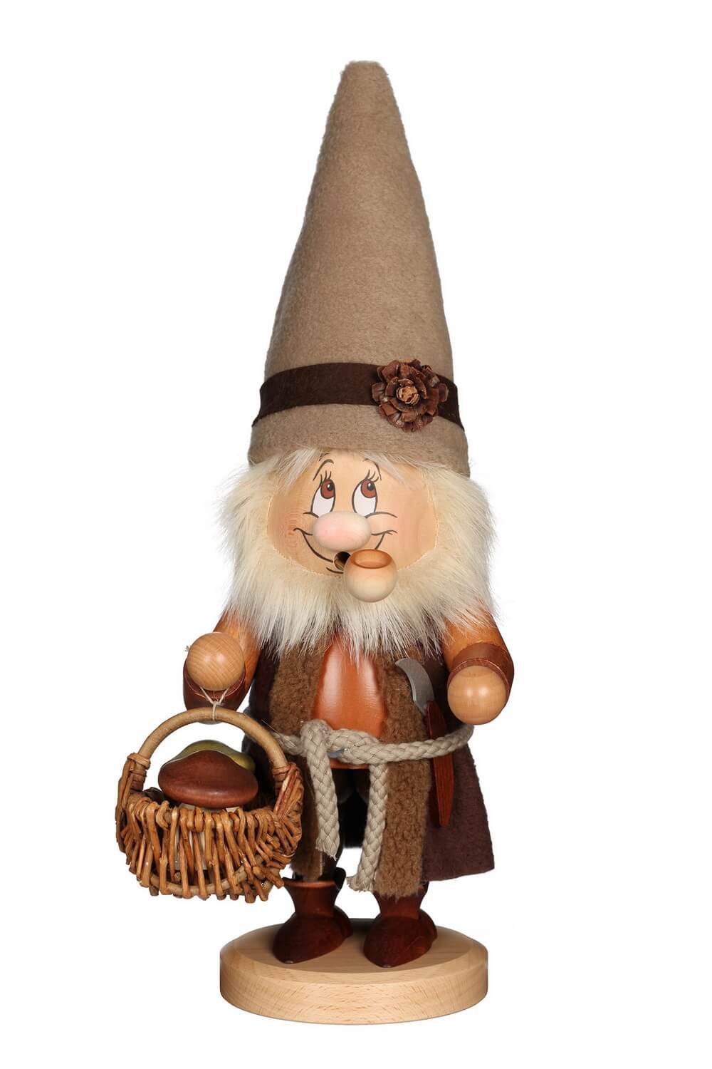 Smoking gnome mushroom picker, 37 cm, natural by Christian Ulbricht