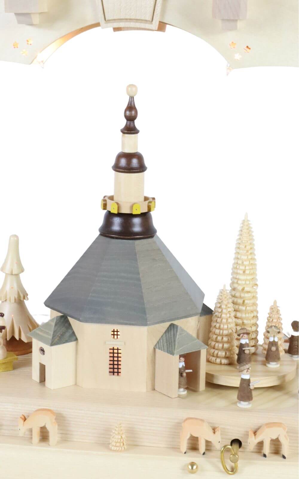 Candle arch Seiffen church with carol and musical mechanism, 80 cm by Richard Glässer_4