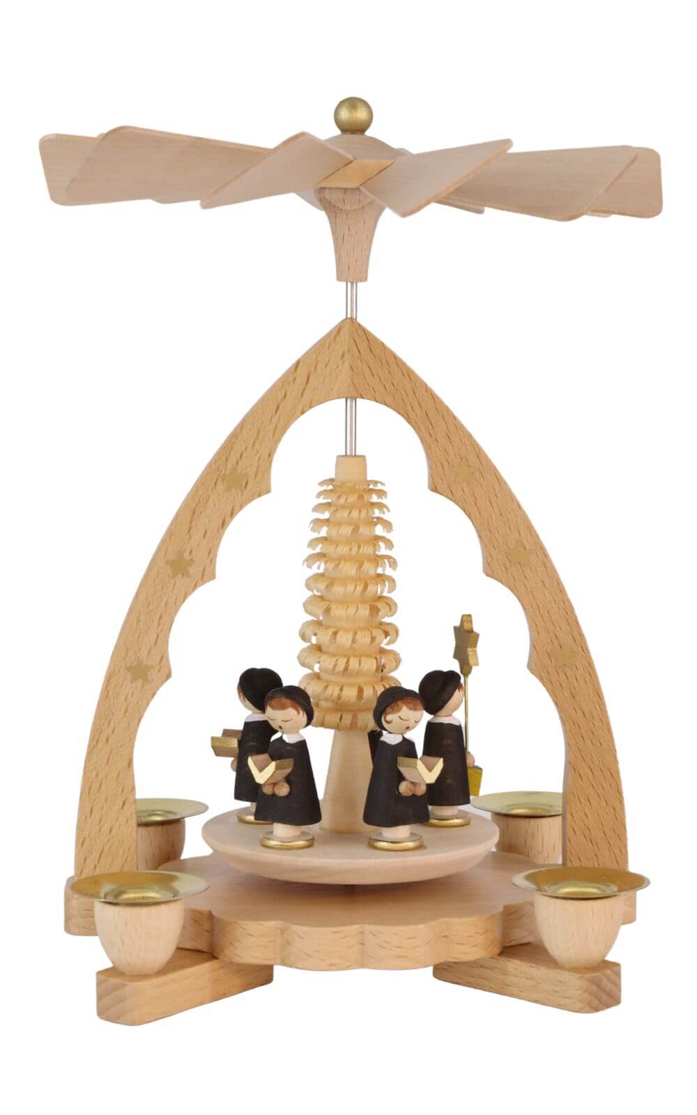 Christmas pyramid with currende, 19 cm, natural by Richard Glässer_2