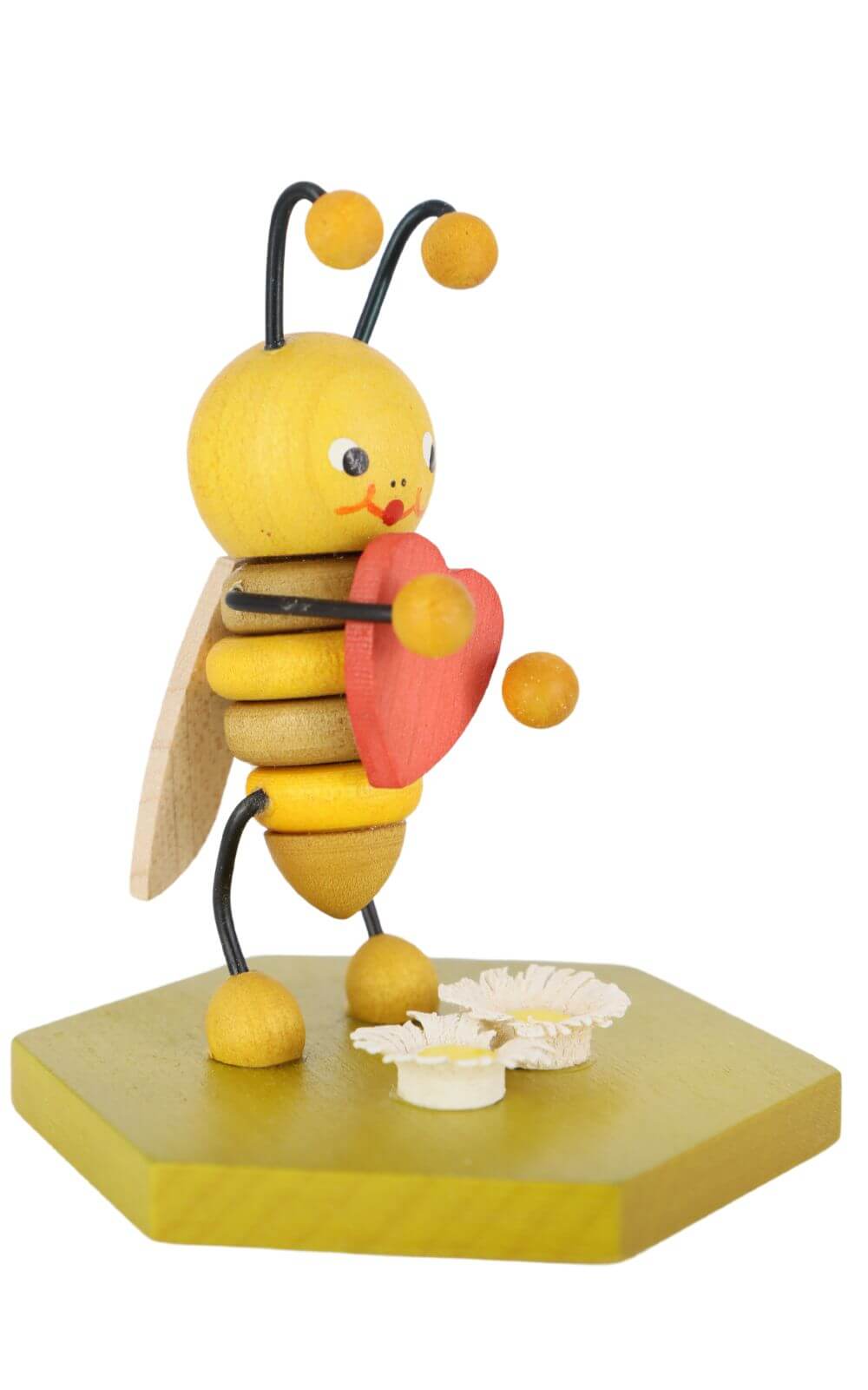 Miniature bee with heart, 8 cm, colored by Ralf Zenker_2