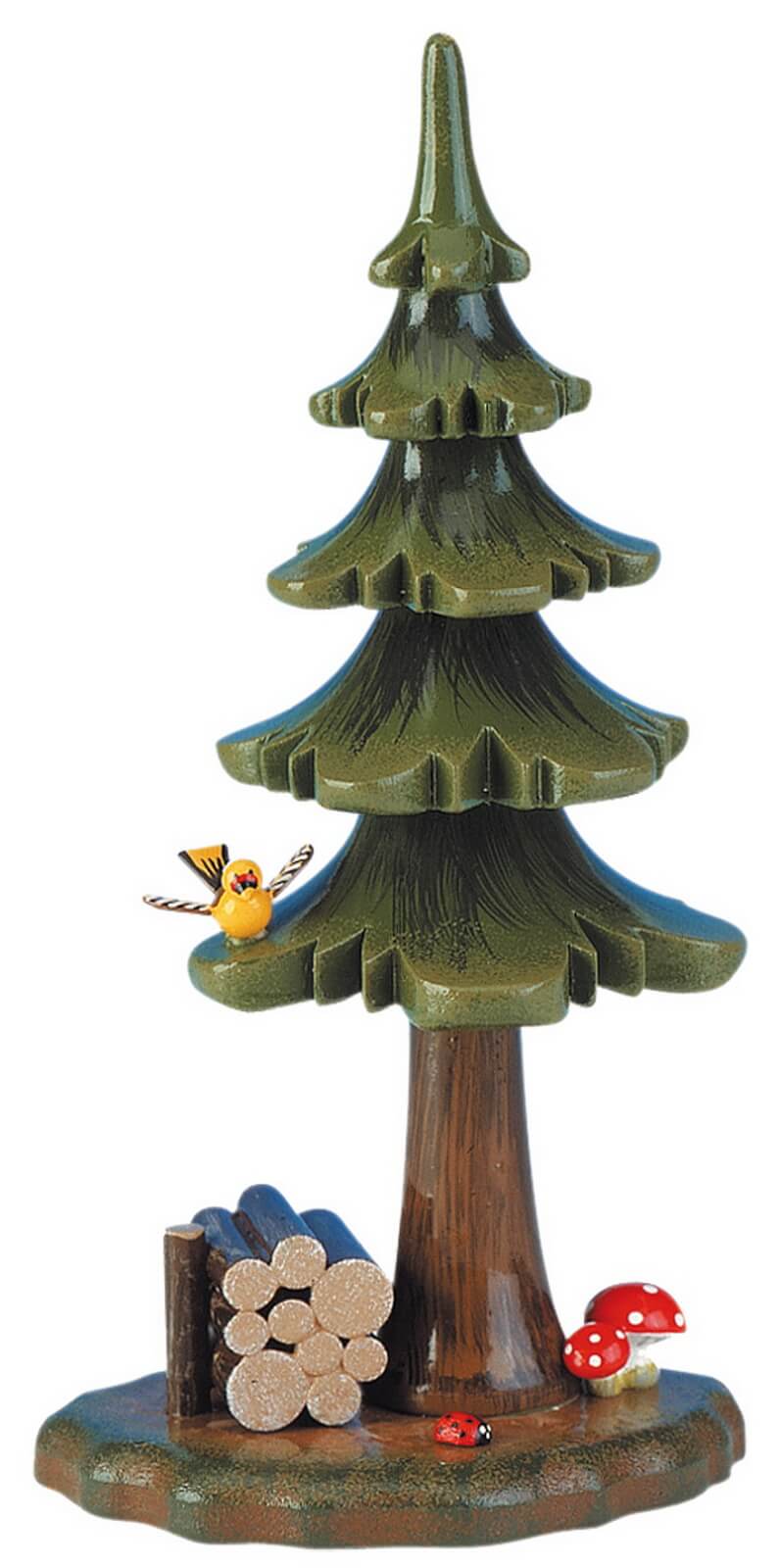 Christmas tree with trunk, 16 cm, colored by Hubrig Volkskunst