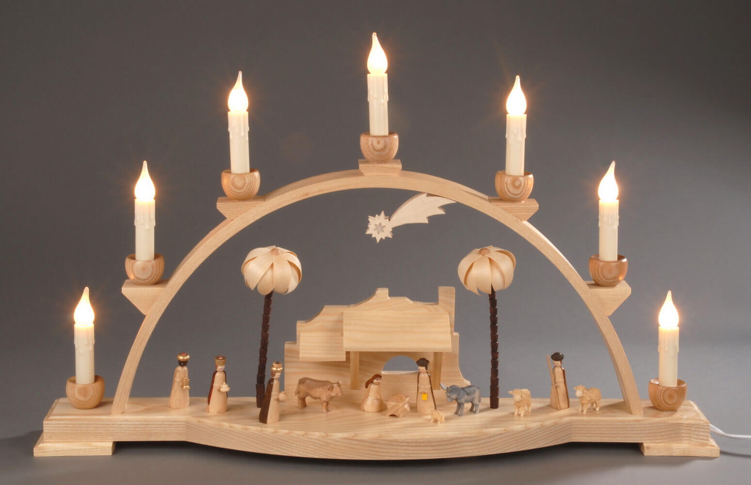 Candle arch Holy Family with flaming candles, 60 cm by Albin Preißler_1