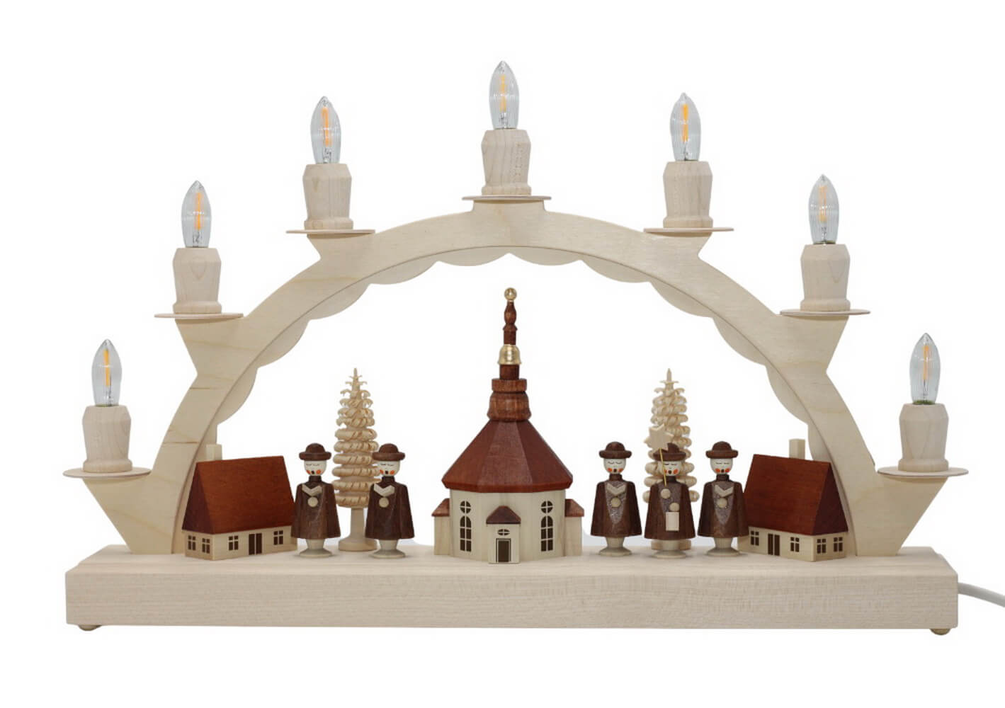 LED Candle arch Seiffen village with Kurrende, 38 cm from SEIFFEN.COM_1