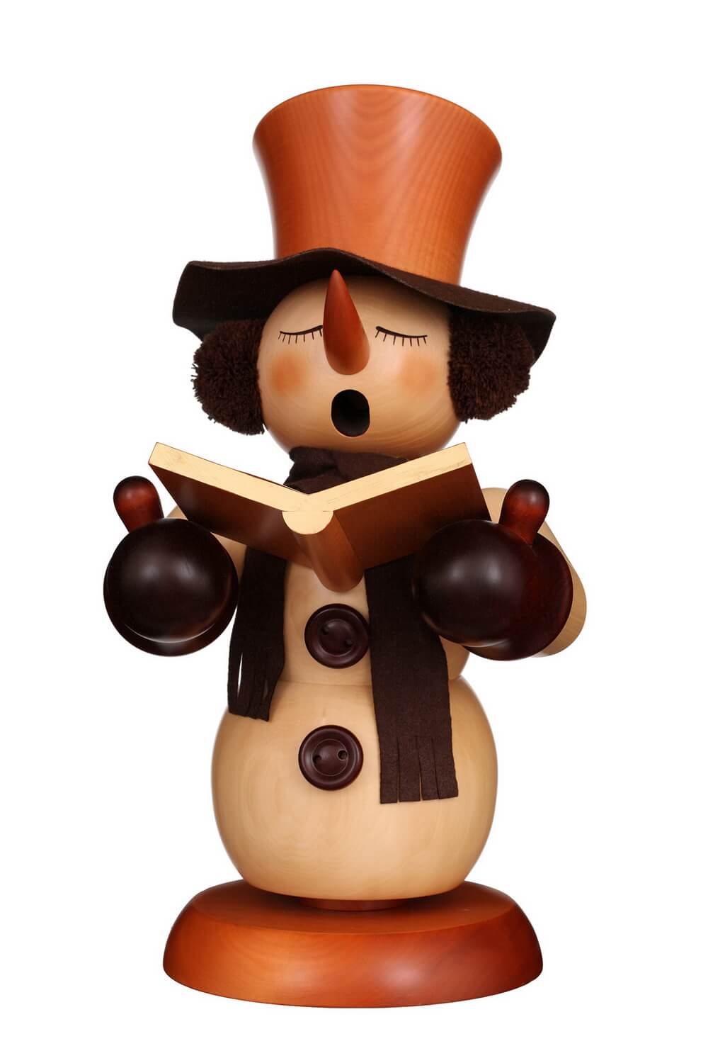 Smoking man snowman carol singer, natural, 60 cm by Christian Ulbricht