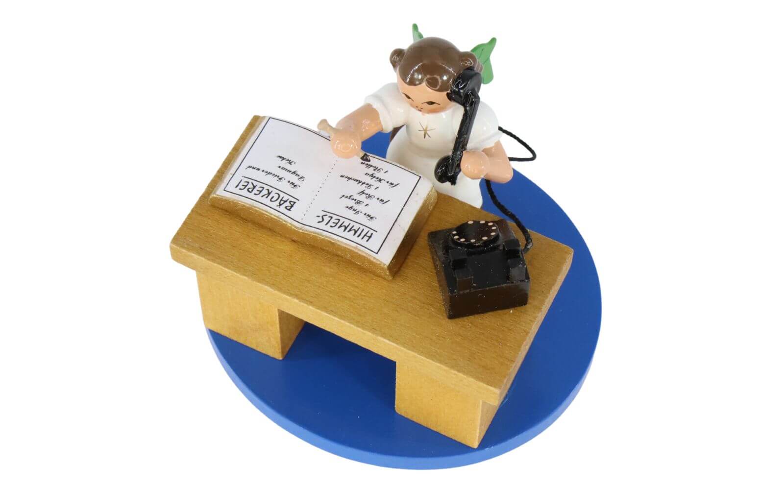 Miniature Christmas angel at a desk, 6 cm, colored by Richard Glässer_4