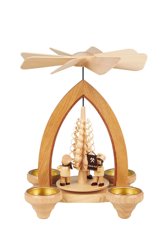 Christmas pyramid for tea lights with miners' procession, 26 cm by Heinz Lorenz