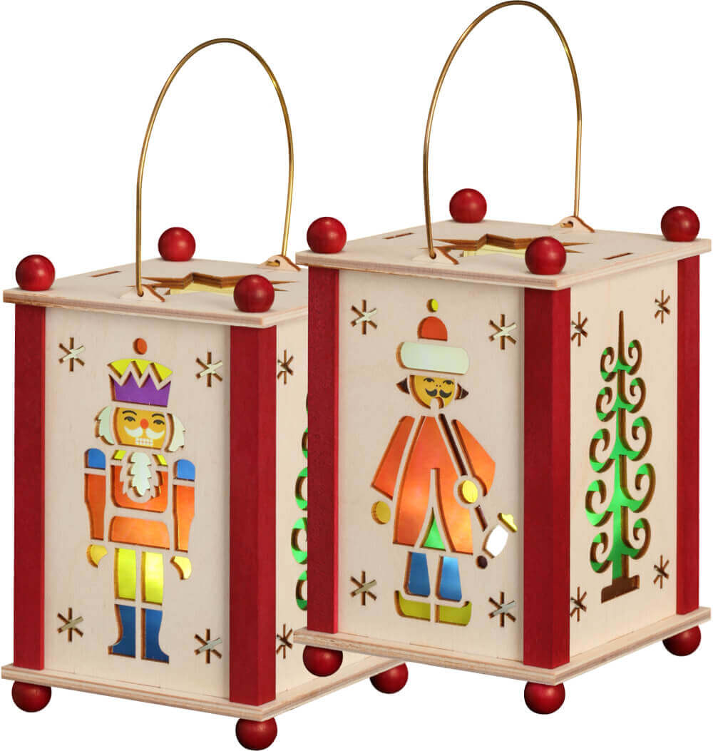Erzgebirgische lantern with nutcracker & smoking man of Seiffener Volkskunst eG