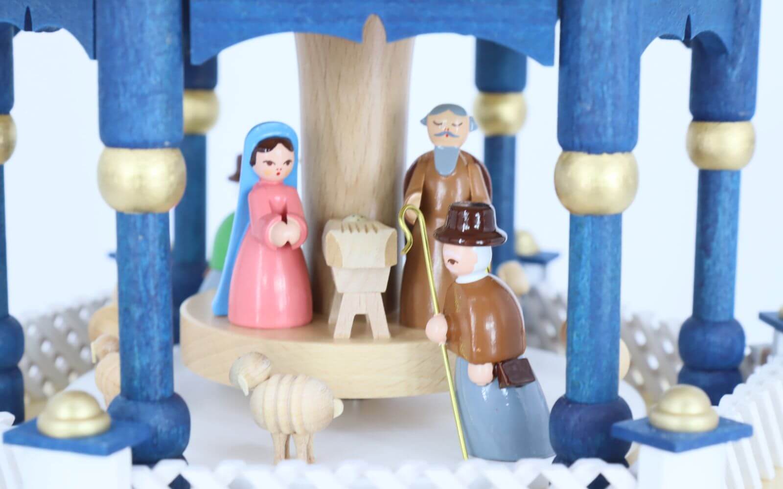 German Christmas Pyramid with Holy Family, 4-Tier, Colorful, 21.2 in (54 cm) by Richard Glässer_2