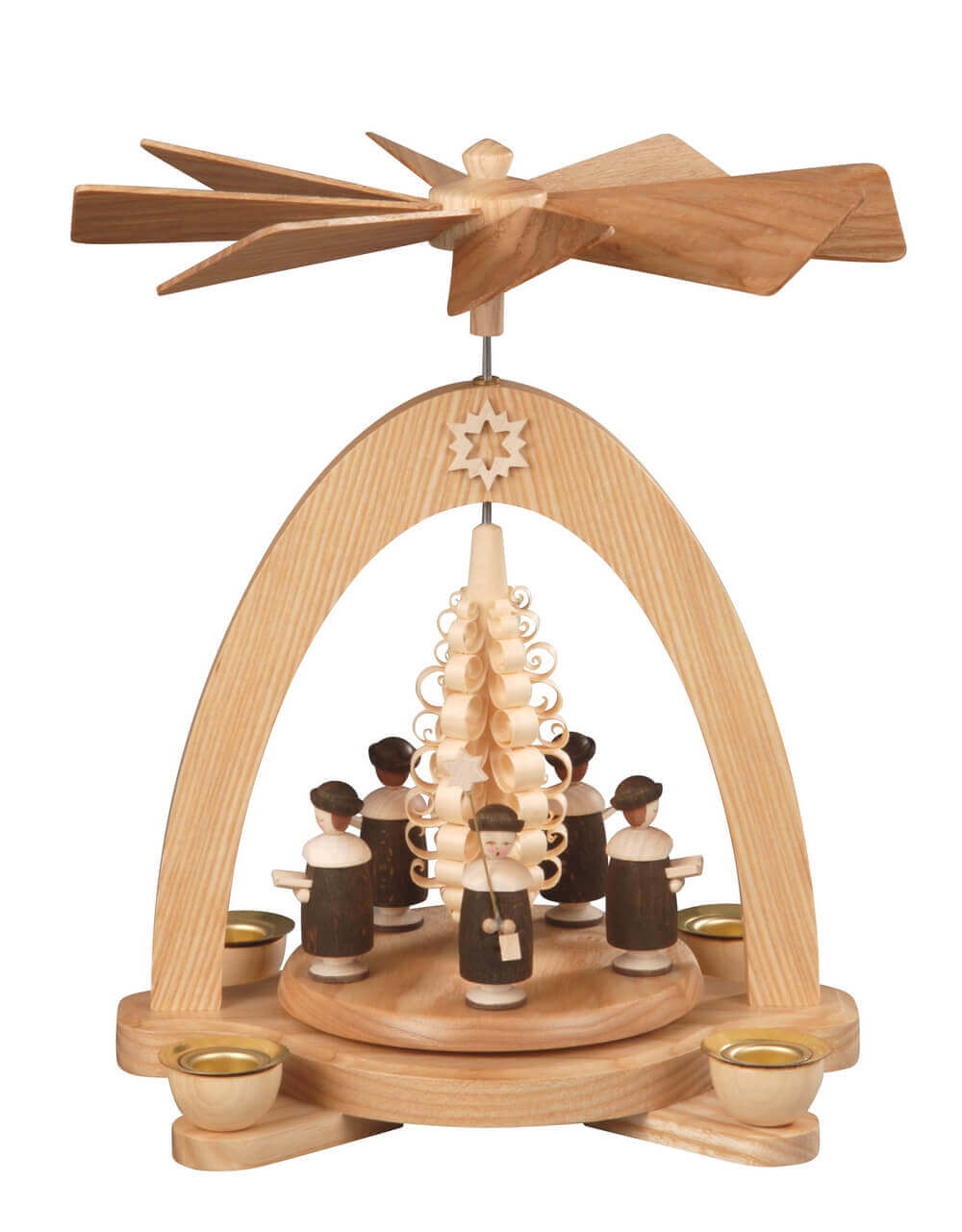 Christmas pyramid Kurrende and chip tree, natural, 20 cm by Albin Preißler