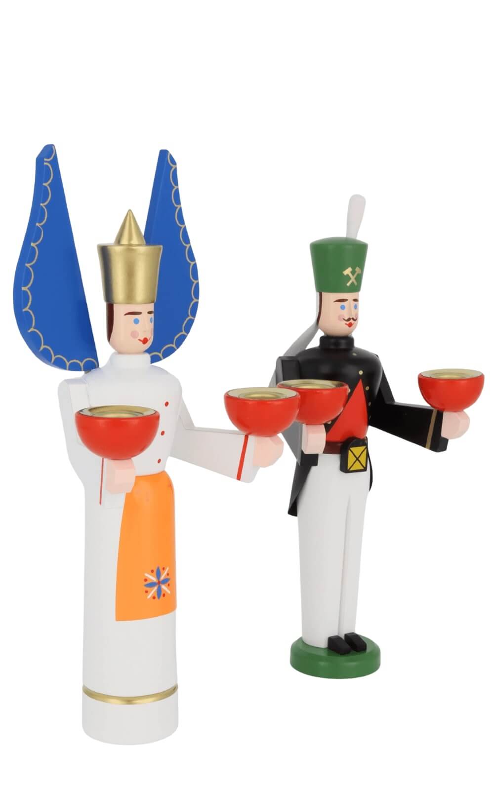 Miner and angel with orange dress by Eckert Folk Art Workshop_2
