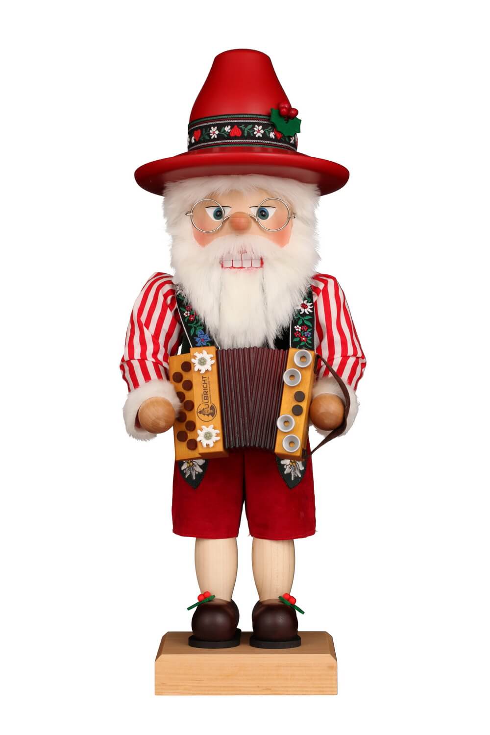 Premium Bavarian Nutcracker with Accordion, 19.3 inches/ 49 cm by Christian Ulbricht, Made in Germany
