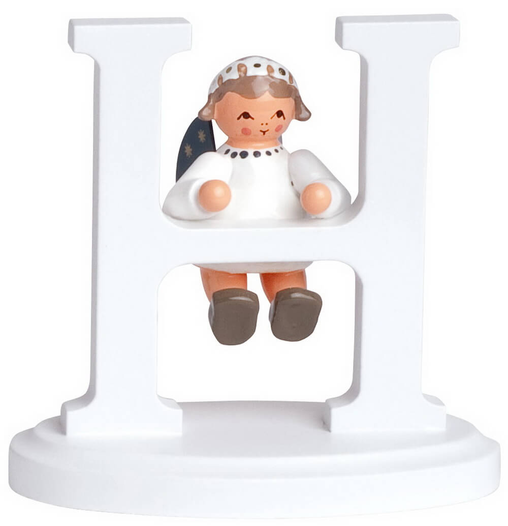 Miniature Christmas angel with the letter H, 7 cm by KWO