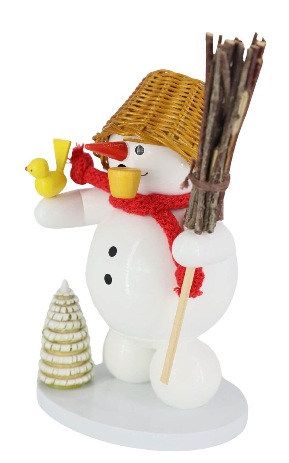 Smoking man snowman with basket, 12 cm by Ralf Zenker_2