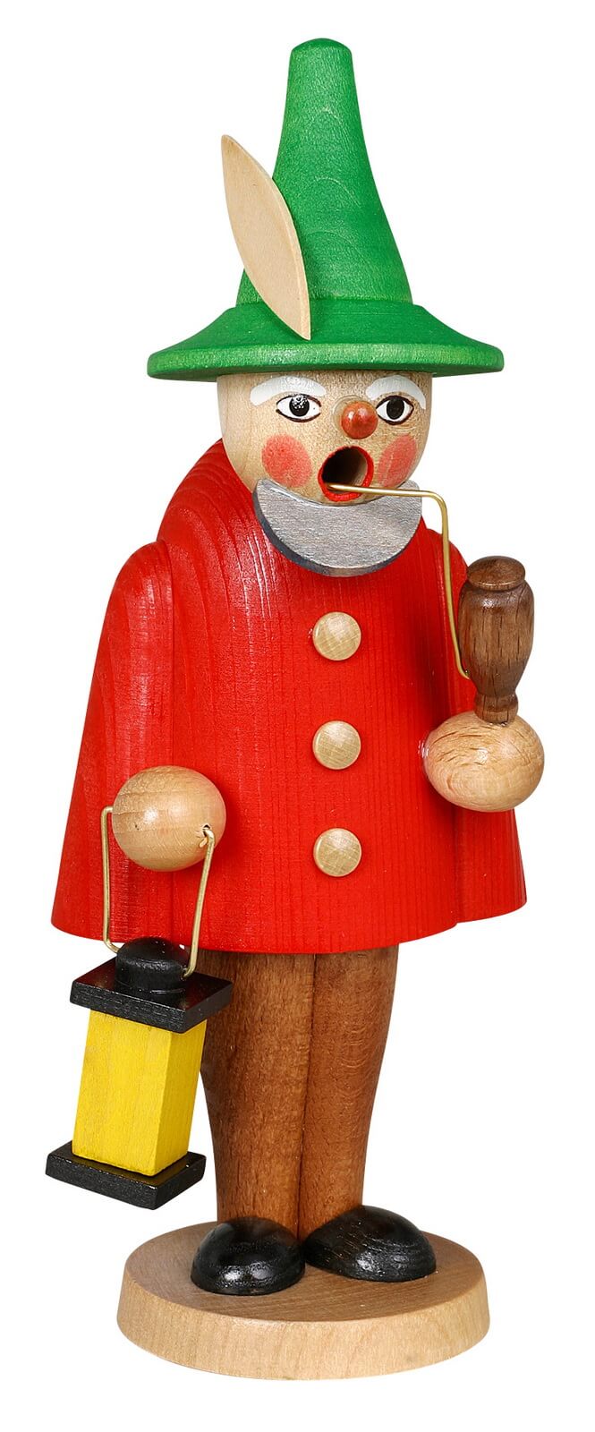 Smoking man gnome, red, 19 cm by Jan Stephani