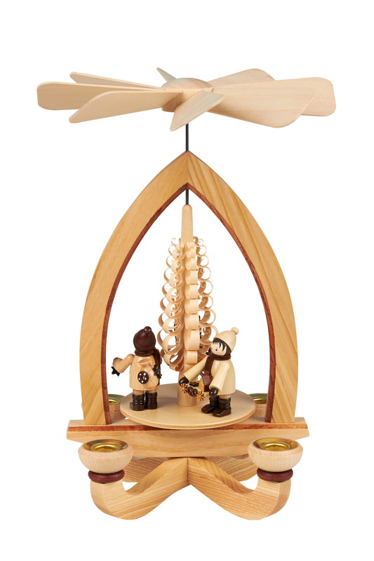 Christmas pyramid with Striezel children, natural, 28 cm by Heinz Lorenz
