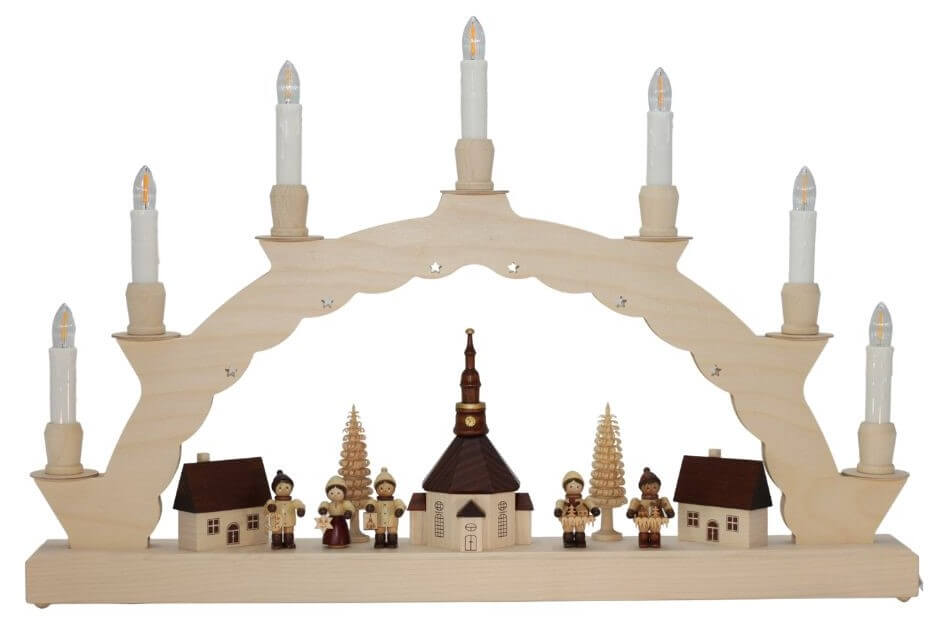 LED Candle arch Seiffen village with Thiel children and 2-fold lighting of SEIFFEN.COM_2