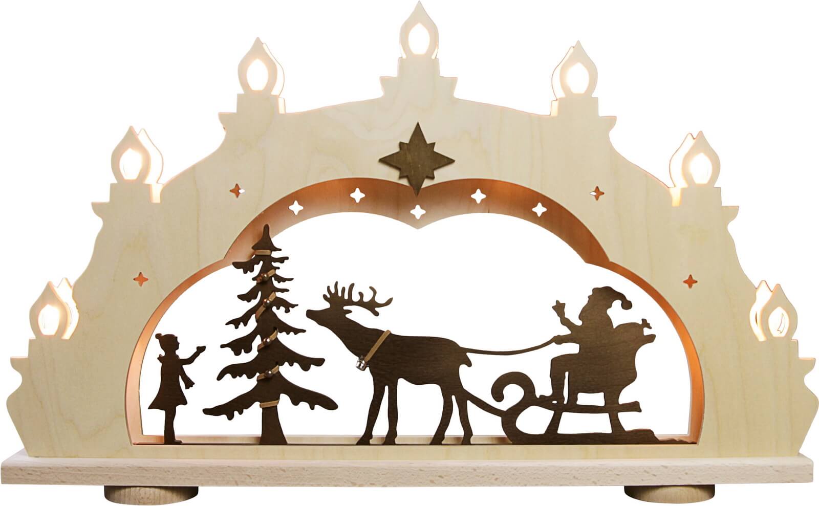 Rustic candle arch Santa Claus on a sleigh by Weigla