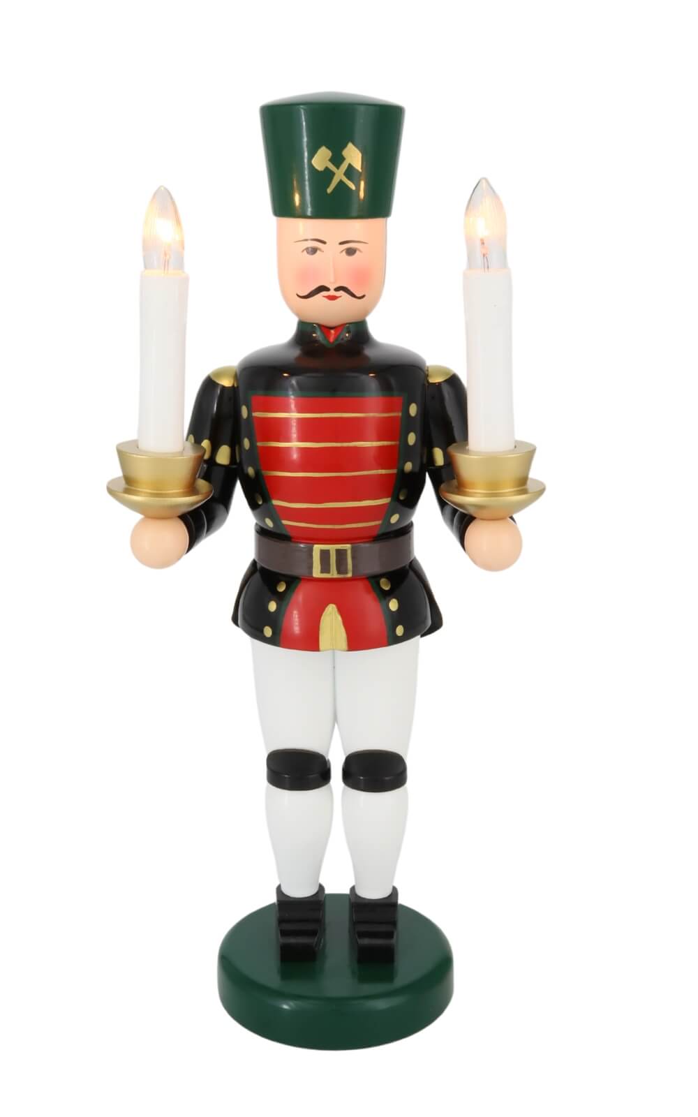 Angel and miner red - gold, 36 cm, electrically illuminated by Holzkunst Gahlenz_2