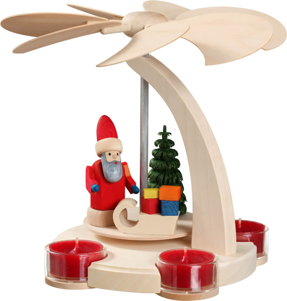 Arched pyramid Santa Claus with sleigh, 18 cm by Seiffener Volkskunst eG