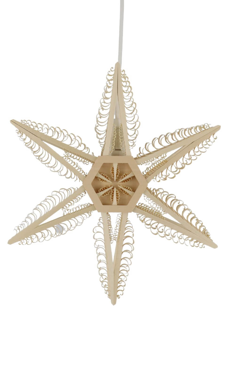 Wooden star with engraved strips, electrically illuminated by Martina Rudolph_2
