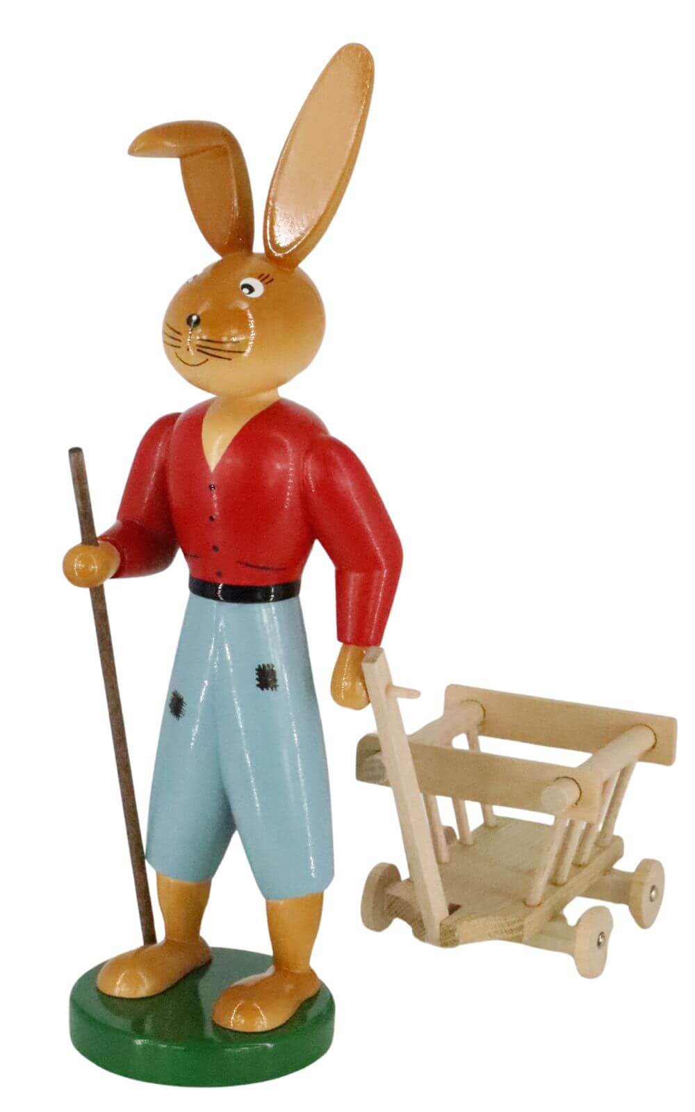 Easter bunny with handcart, 25 cm by Holzkunst Gahlenz_3
