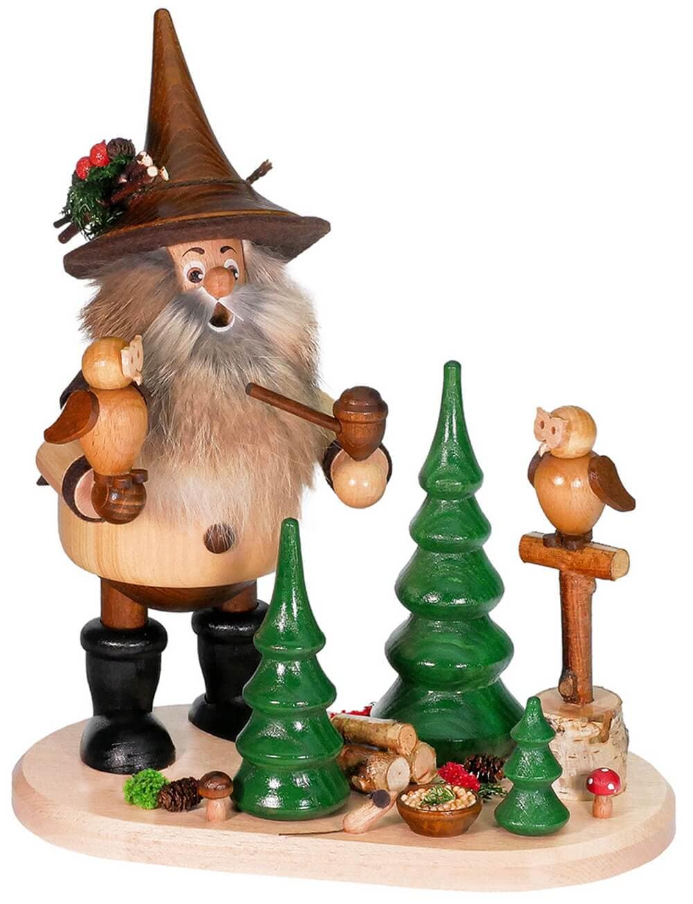 Incense Smoker Owl Friend Gnome, 26 cm by DWU Drechselwerkstatt Uhlig