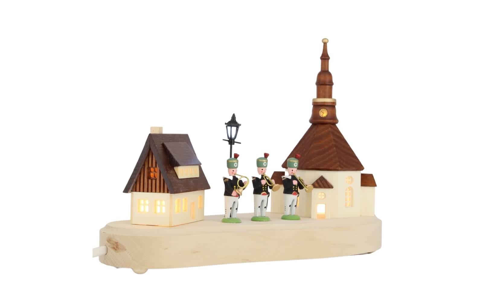 Baseboard Seiffen Village with Miners’ Band and Illuminated Street Lantern by SEIFFEN.COM_5