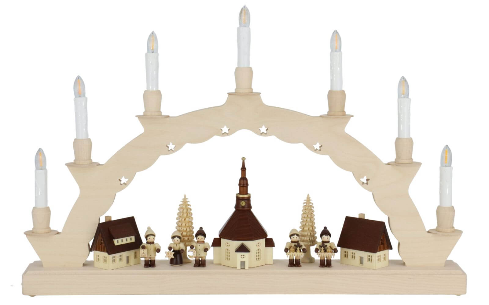 LED Candle Arch Seiffen village with Thiel children and 3-fold lighting of SEIFFEN.COM_2
