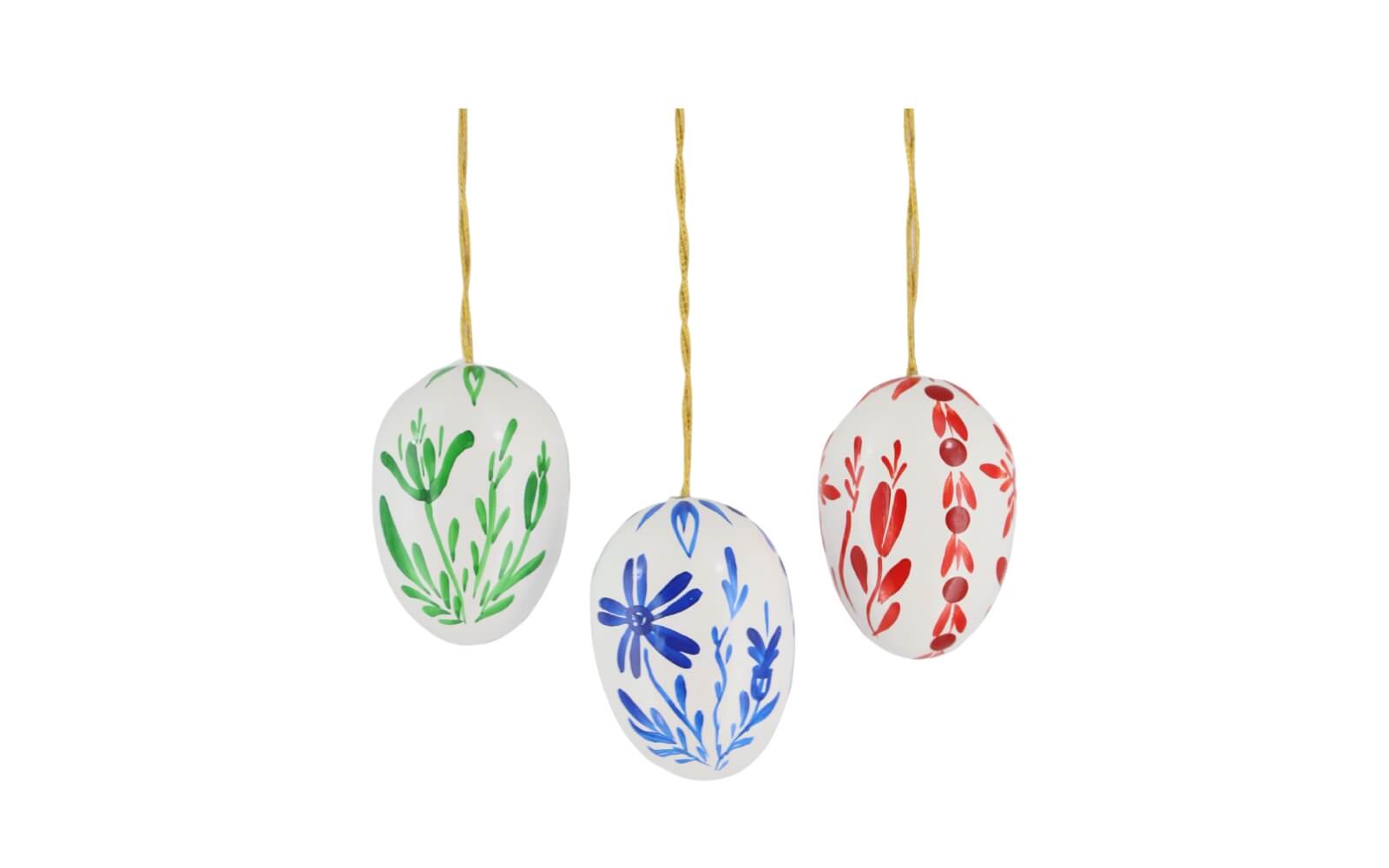 Easter eggs, white with flowers, 3 cm, 6 pieces by Figurenland Uhlig GmbH_2