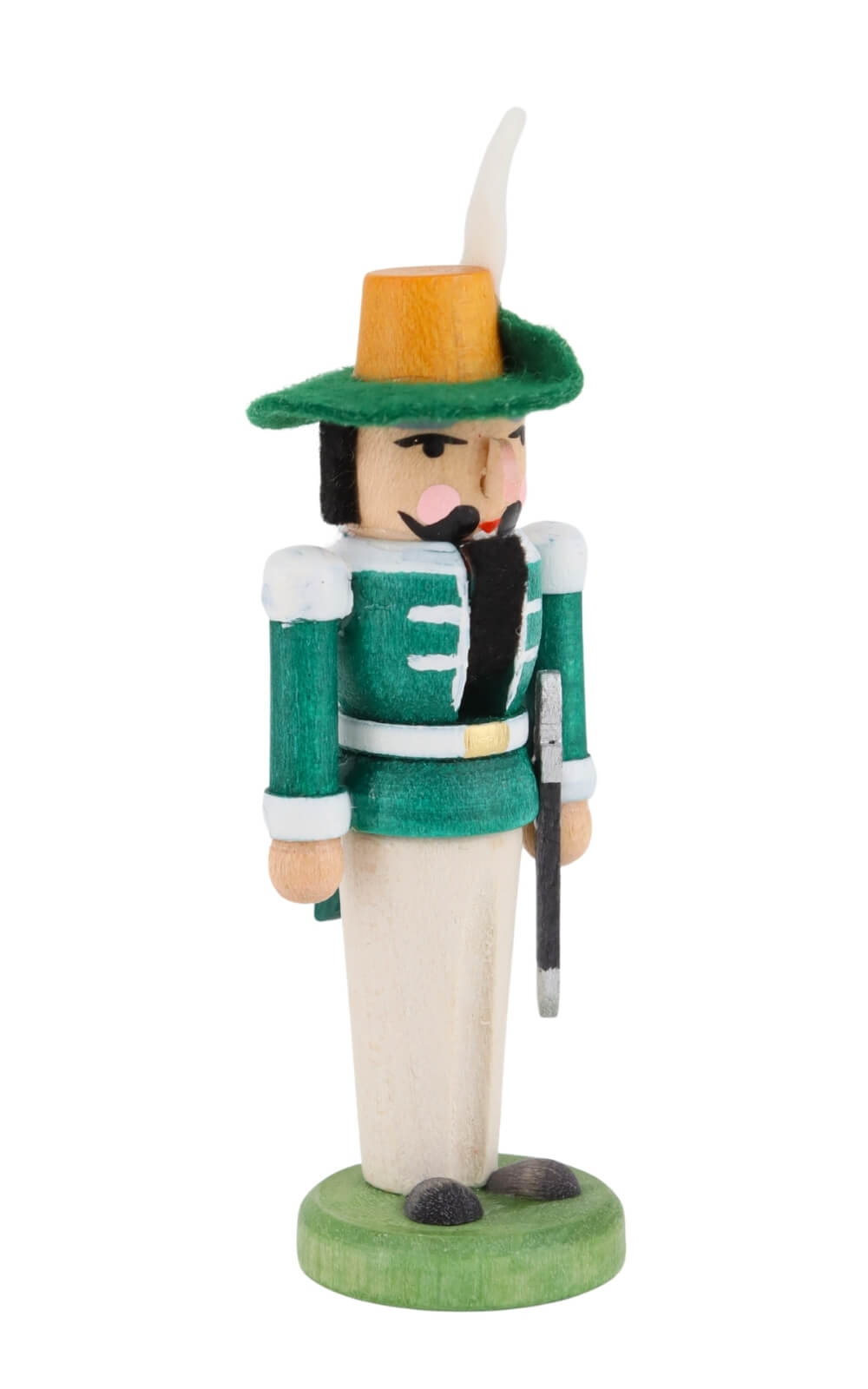 Miniature Nutcracker Musketeer, green, 8 cm / 3,2 inches from SEIFFEN.COM