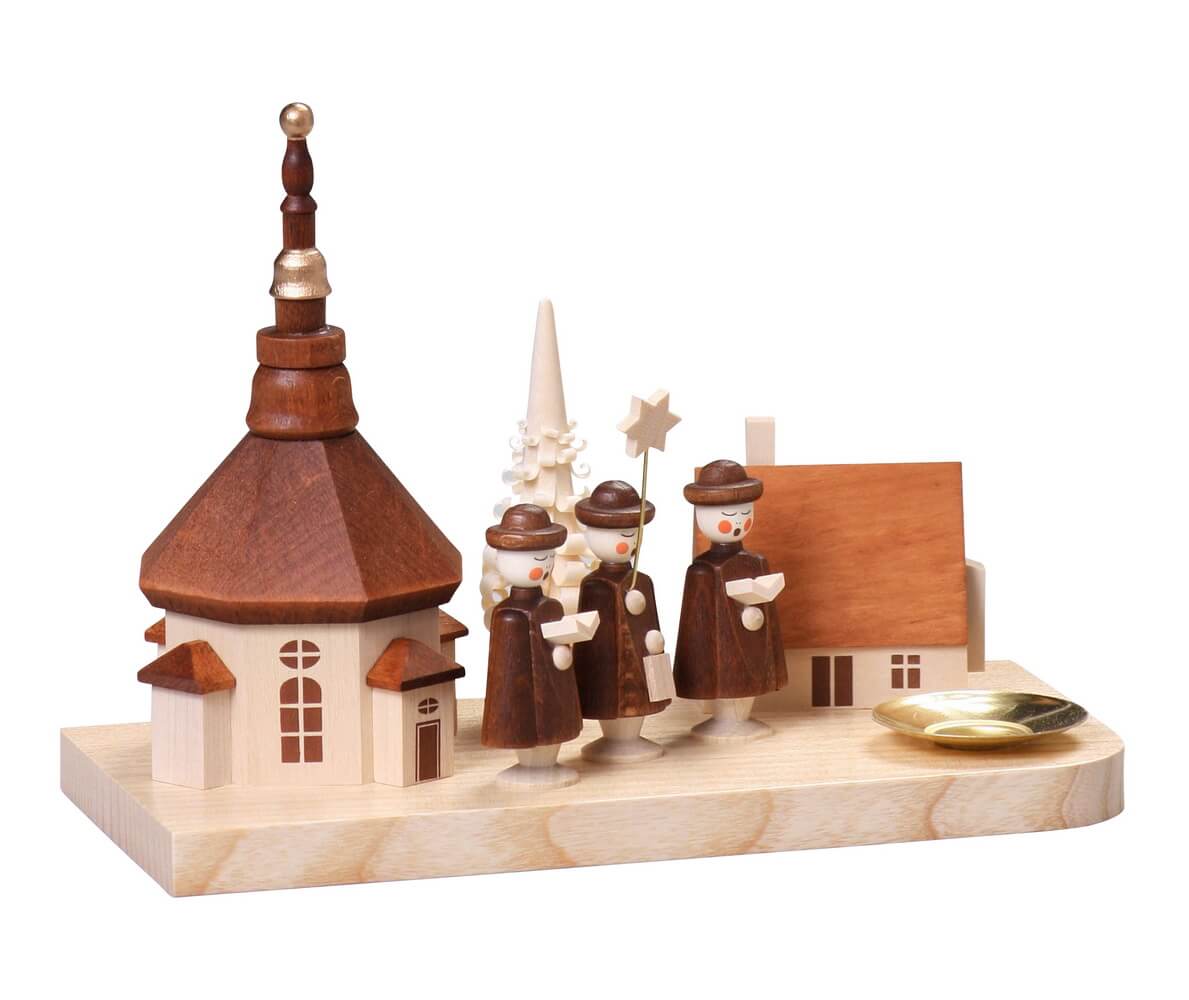Candle holder Seiffen village, 13 cm by Thomas Preißler