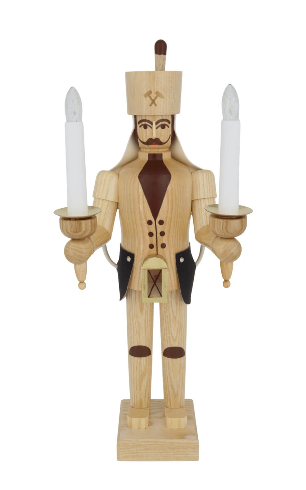 Wooden miner, 38 cm / 15 inch, natural, electrically illuminated by SEIFFEN.COM_3