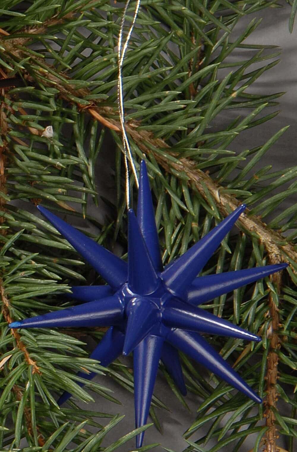 Wooden Christmas tree decorations, Poinsettias dark blue, 6-piece by Albin Preißler_pic2
