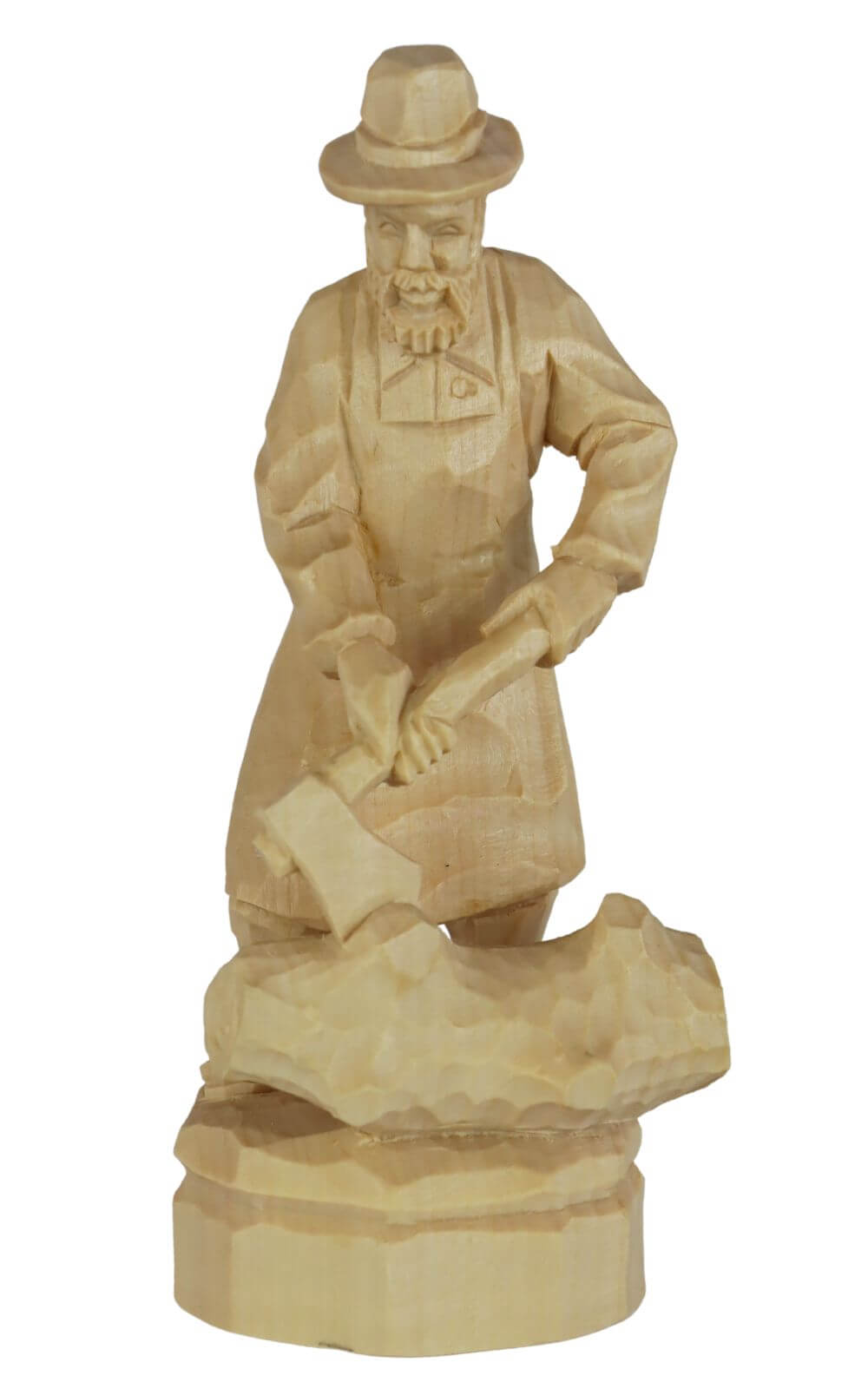Lumberjack, carved, 16 cm, natural by Schnitzkunst aus dem Erzgebirge