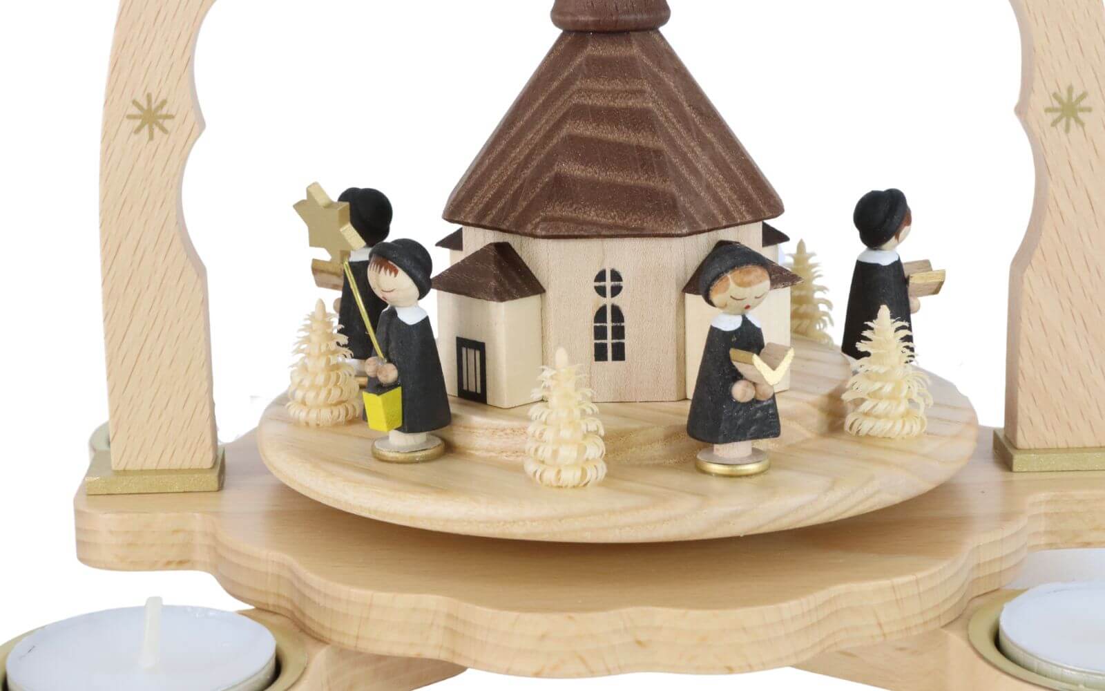 Christmas pyramid for tea lights with Seiffen church and Kurrende by Richard Glässer_4