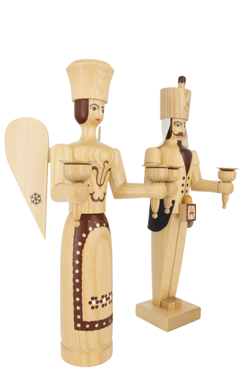 Angel and miner, 38 cm, natural for wax candles by SEIFFEN.COM