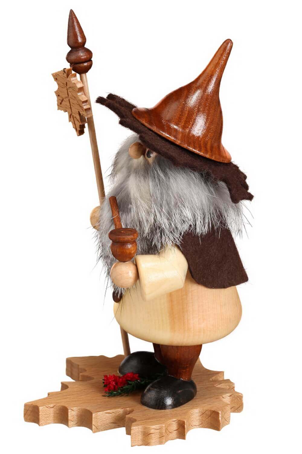 Smoking man gnome maple leaf, 18 cm by DWU Drechselwerkstatt Uhlig_1