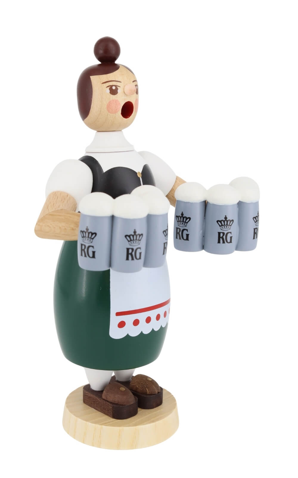 Smoking man Helga with beer mugs, 18 cm / 7 inch by Richard Glässer_3