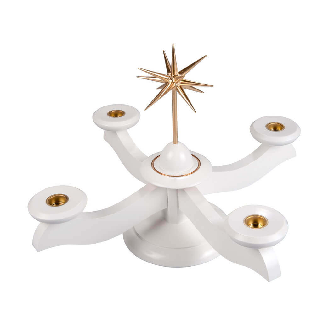 Advent candlestick with poinsettia, white by Albin Preißler