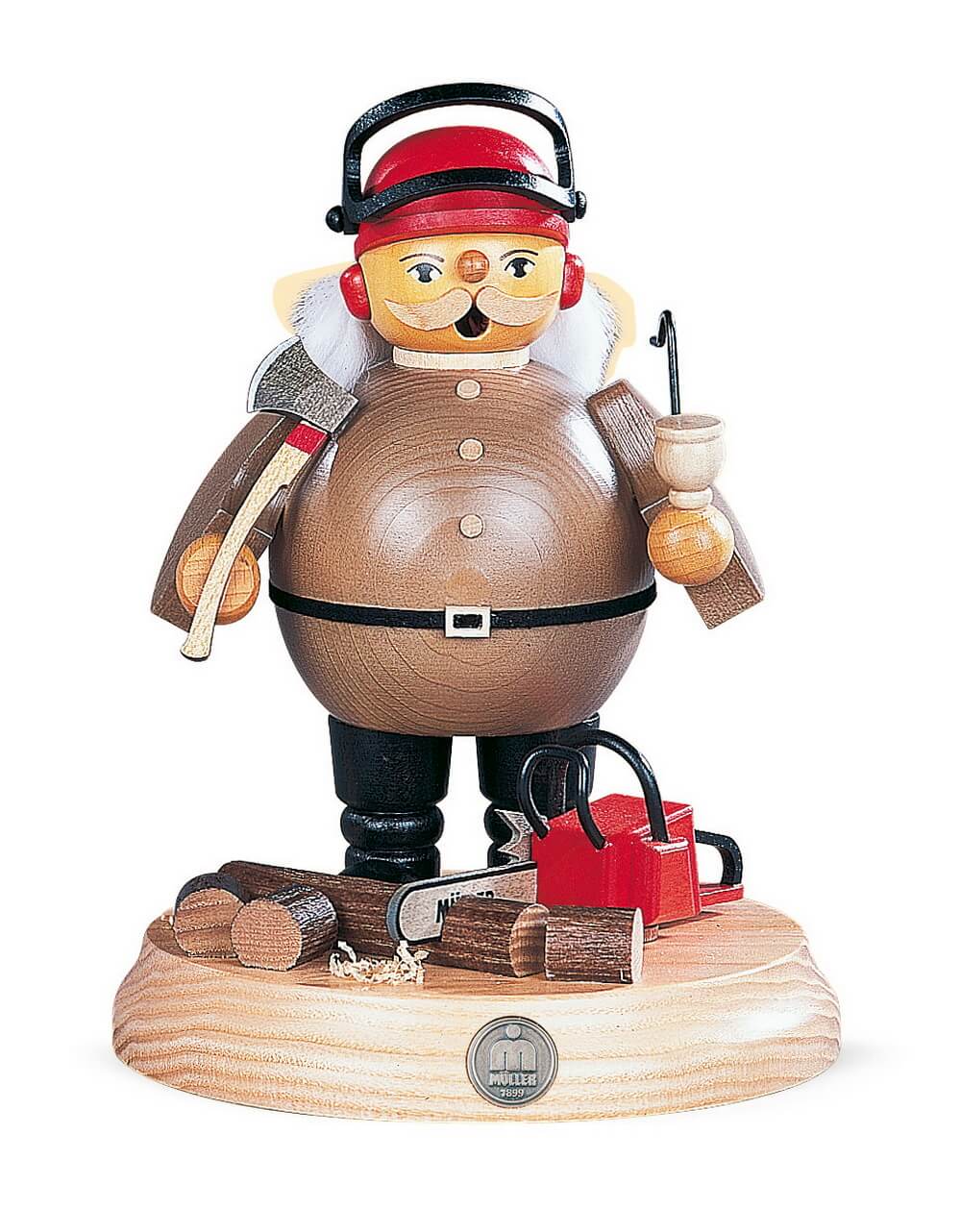 Smoking man tree cutter with chainsaw by Müller Kleinkunst