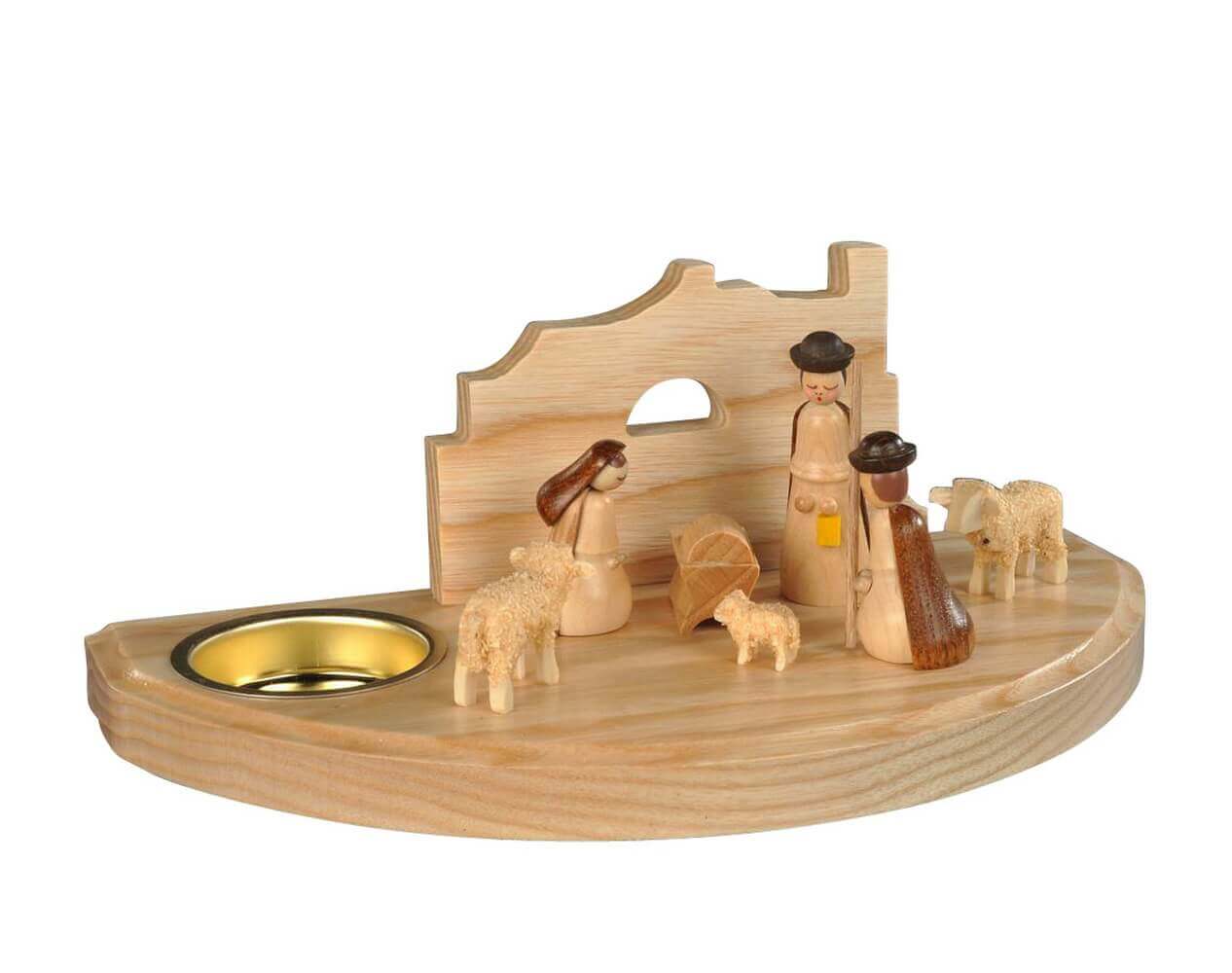 Candle holder nativity scene for tea lights, natural by Albin Preißler