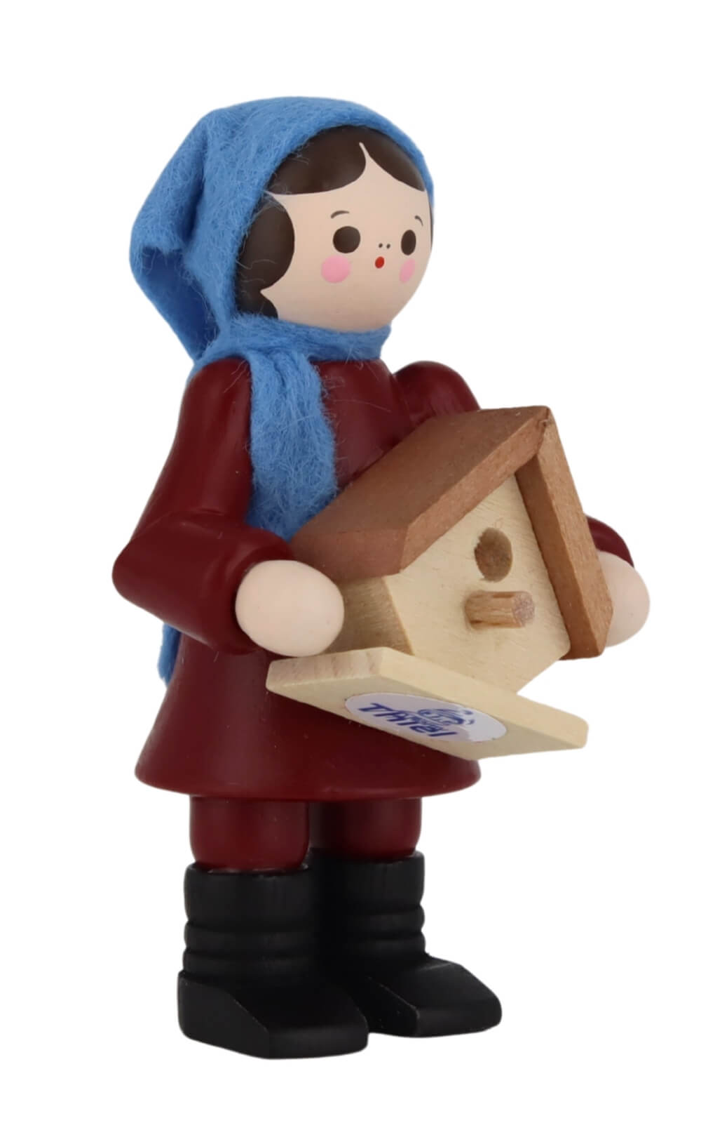 Miniature girl with nesting box, 6 cm/2.36 in, coloured by Romy Thiel_3