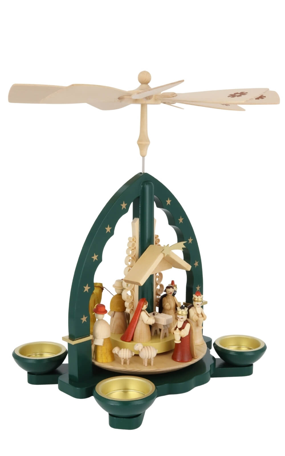 Christmas pyramid depicting the birth of Christ for tea lights and candles, green, 28 cm by Richard Glässer_10