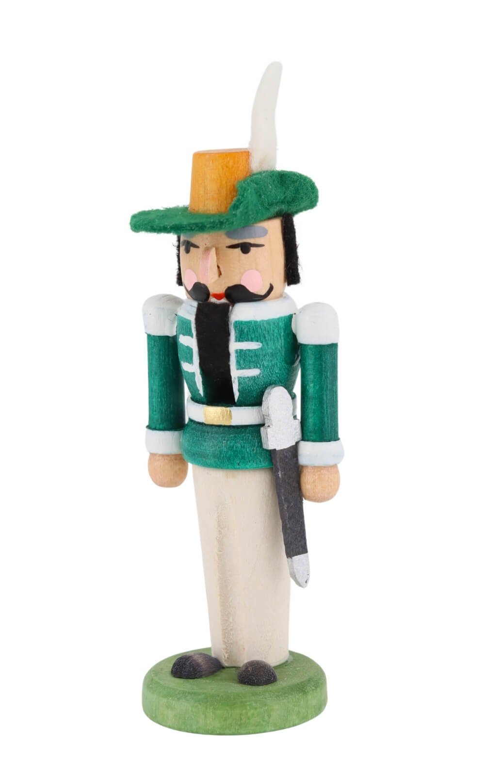 Miniature Nutcracker Musketeer, green, 8 cm / 3,2 inches from SEIFFEN.COM