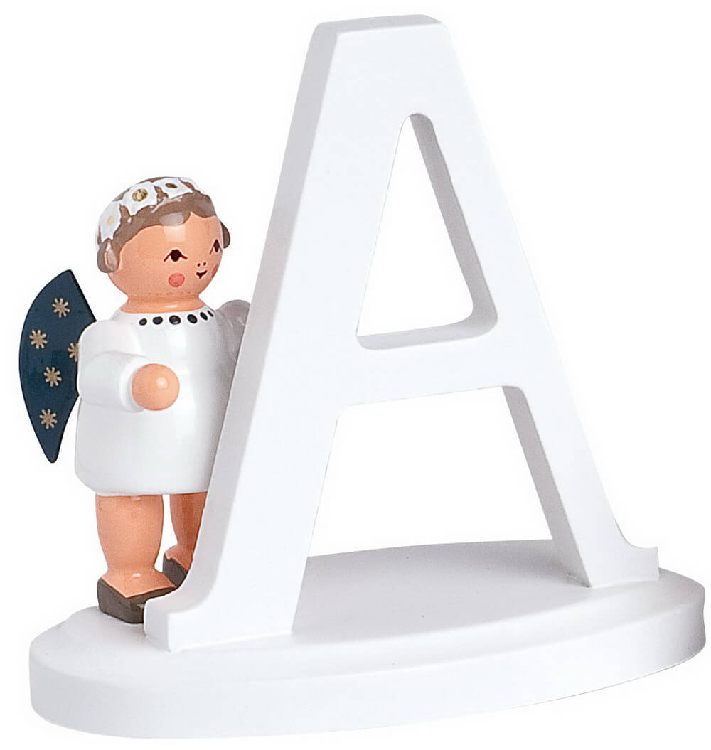 Miniature Christmas angel with the letter A, 7 cm by KWO
