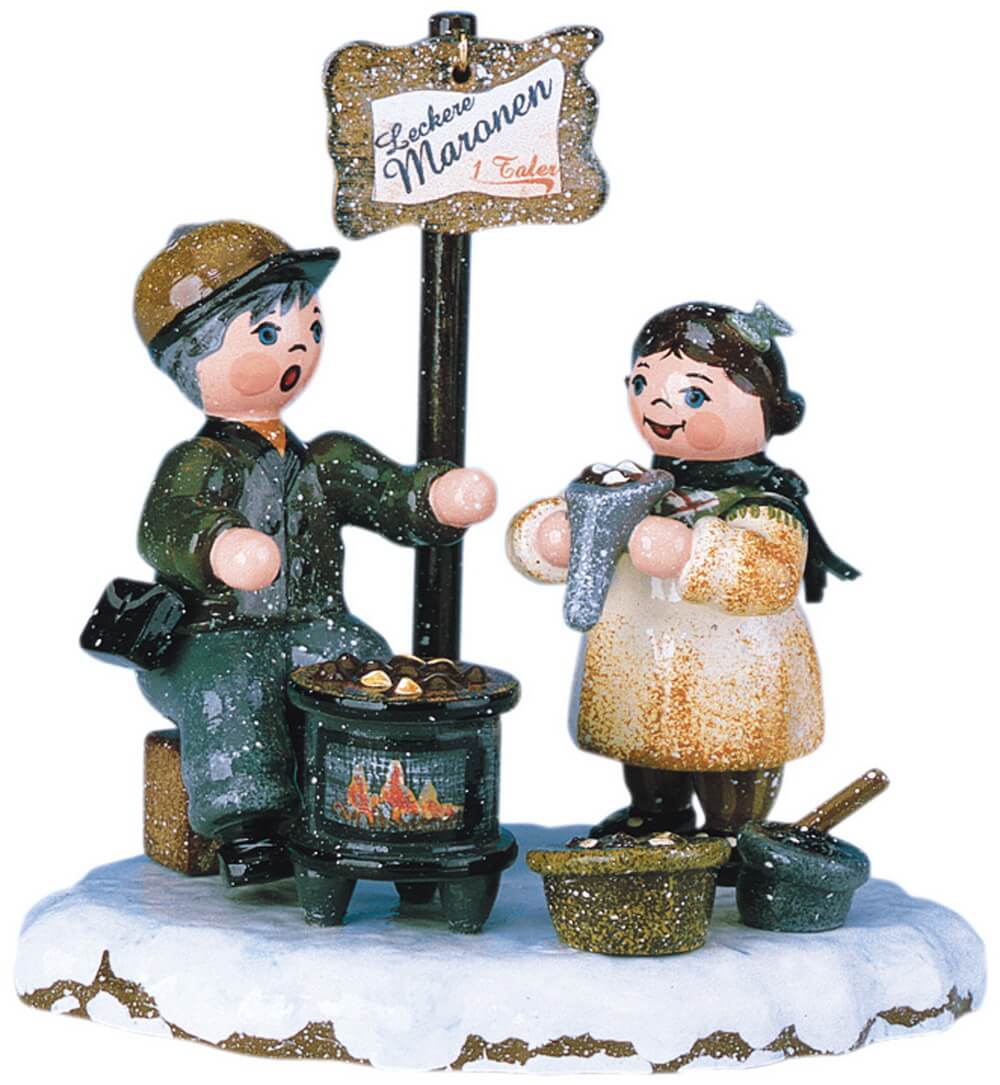 Miniature Winter Children Hot Chestnuts by Hubrig Volkskunst