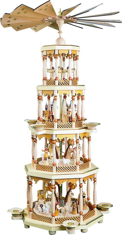 Christmas pyramid of the Holy Family, 4 - tiered, 94 cm by Richard Glässer