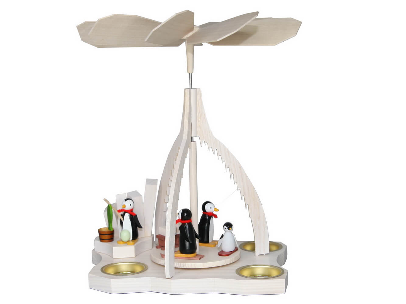 Christmas pyramid for tea lights Penguins on an ice floe, 26 cm by Ralf Zenker